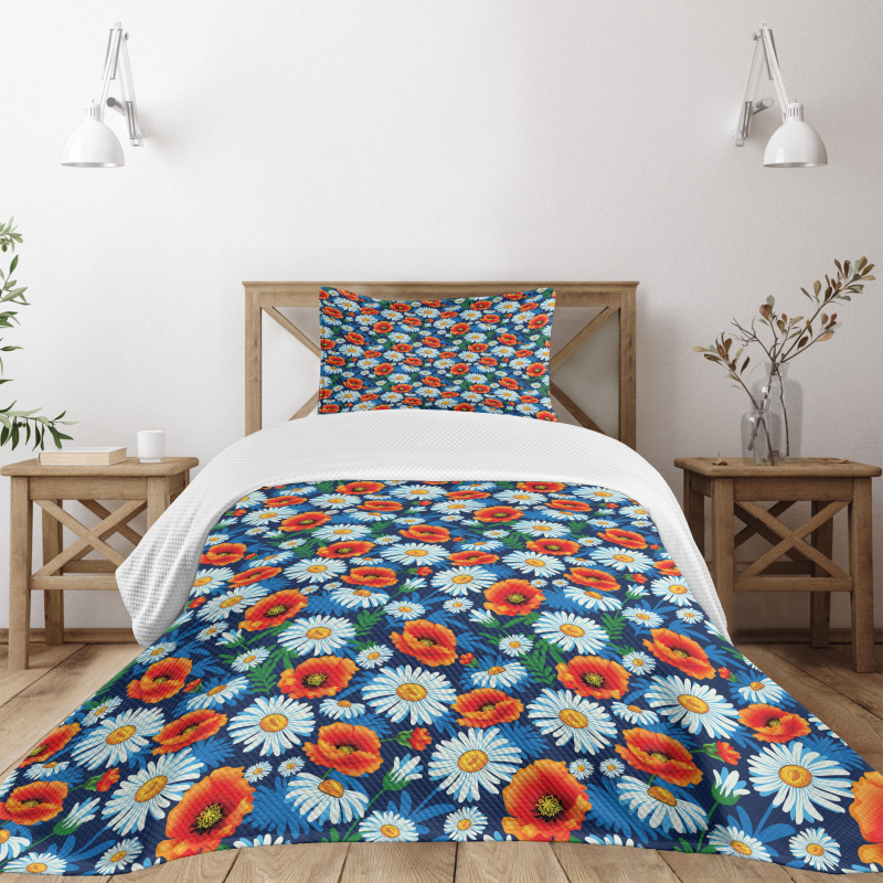 Vibrant Colored Poppies Bedspread Set