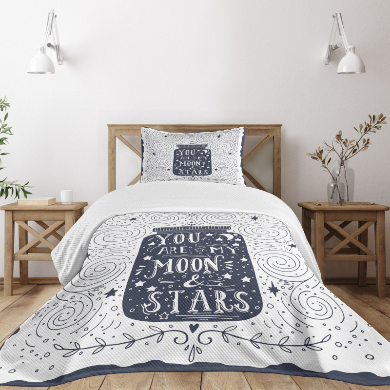 Vintage Doodle Curl Star Bedspread Set