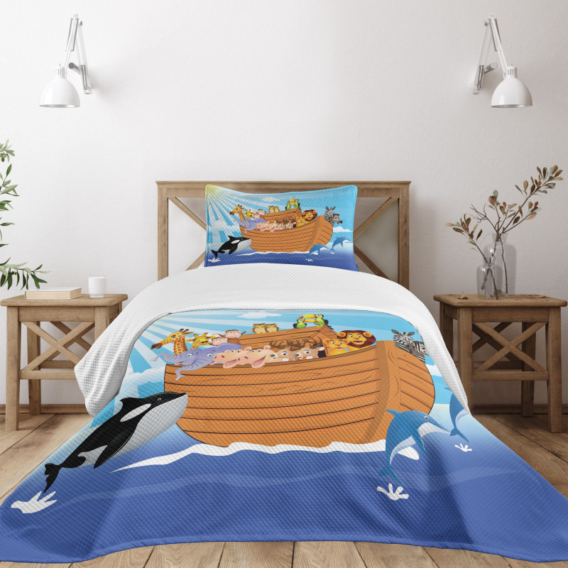 Dolphins Animals Ancient Bedspread Set
