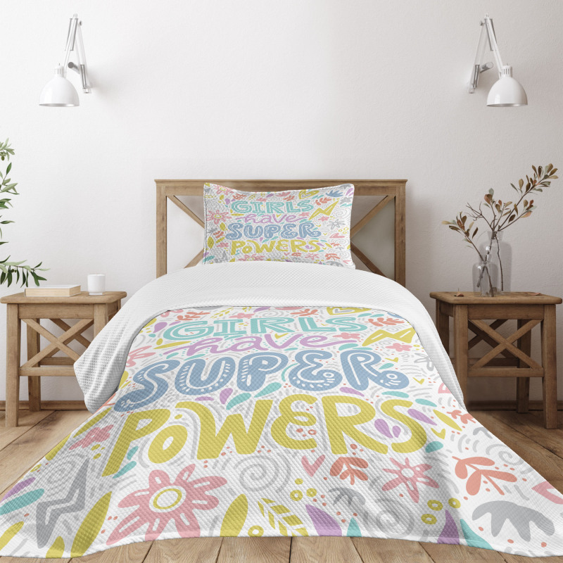 Boho Floral Girl Power Bedspread Set