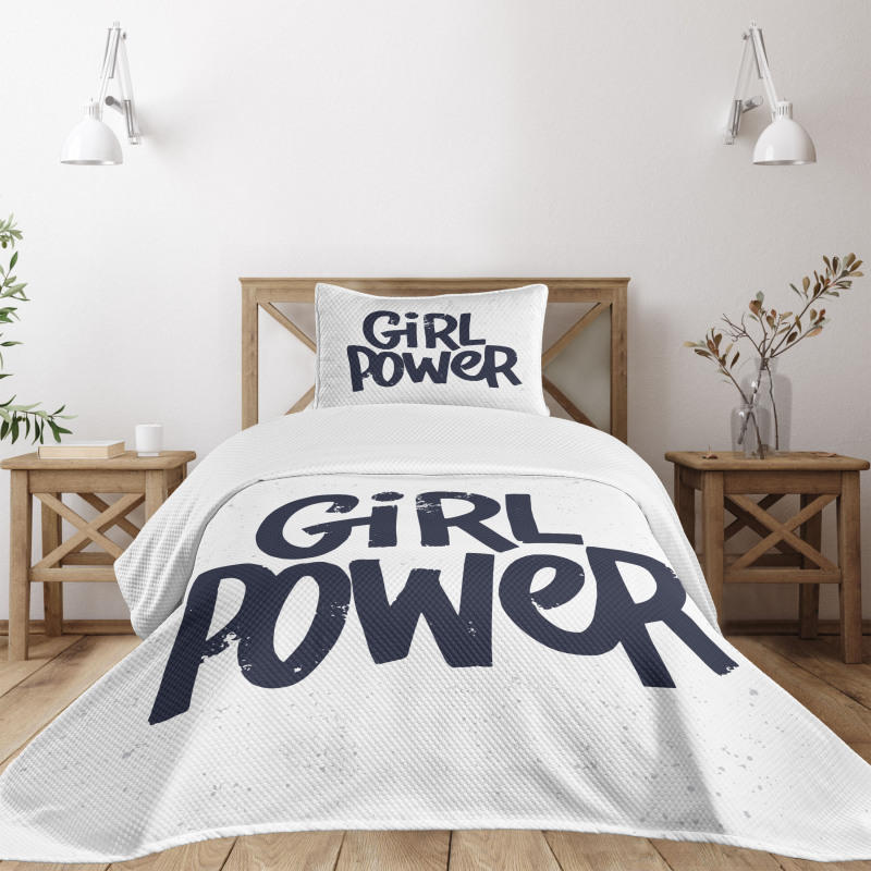 Girl Power Inscription Bedspread Set