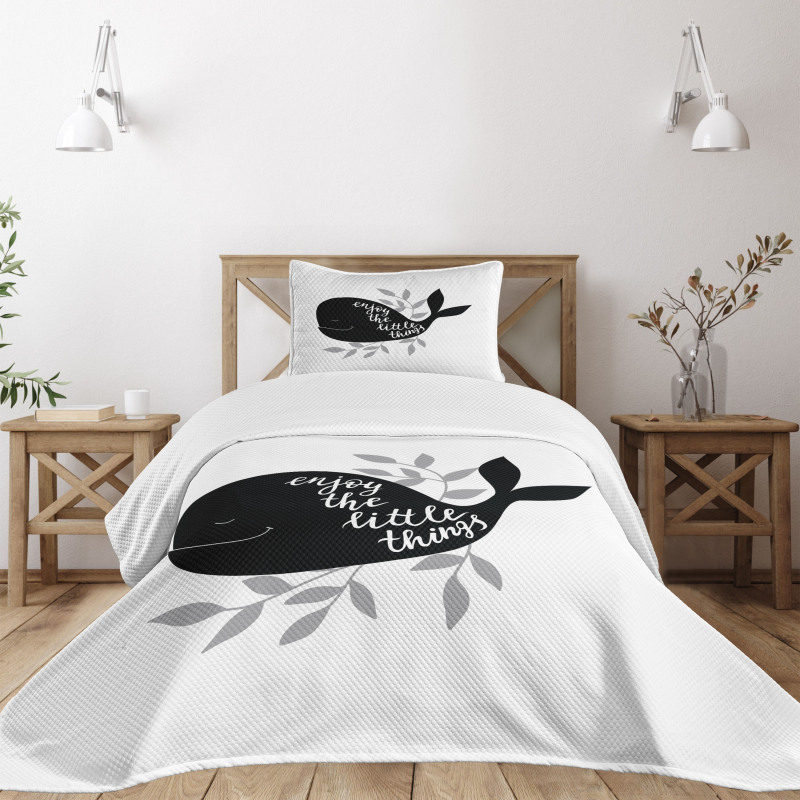 Ocean Whale Silhouette Bedspread Set