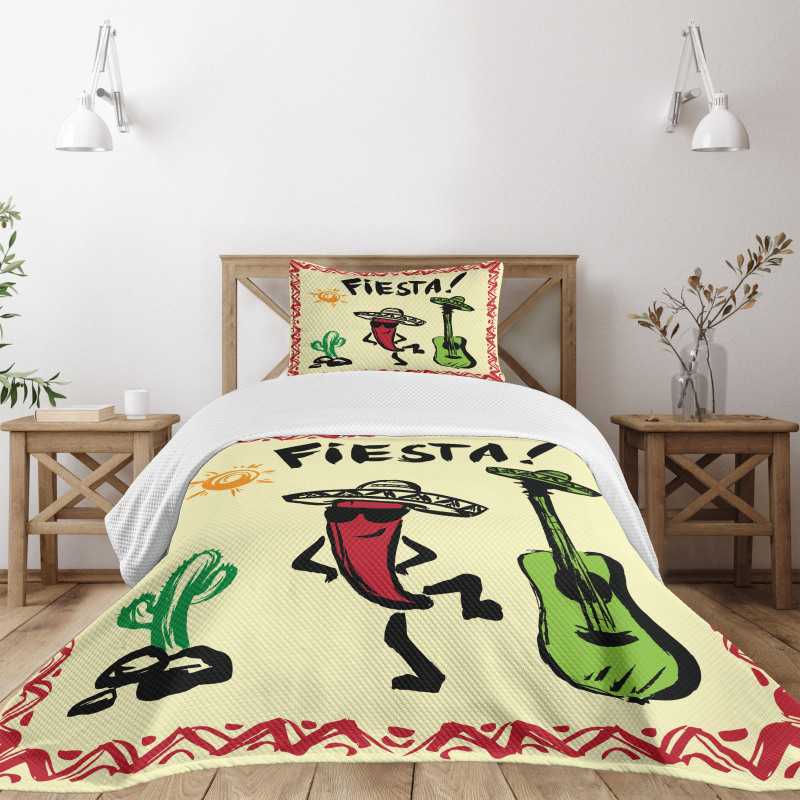 Mexican Party Red Pepper Bedspread Set