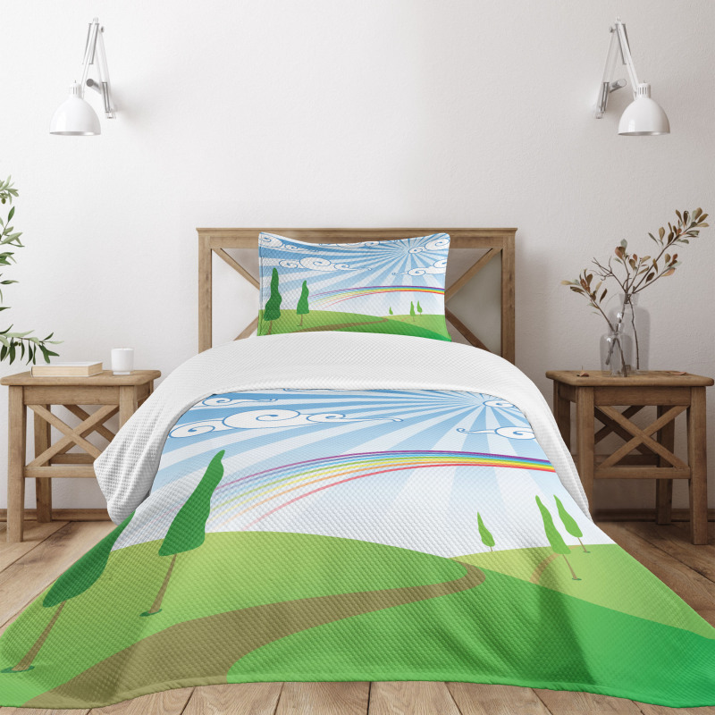 Rainbow on a Meadow Road Bedspread Set