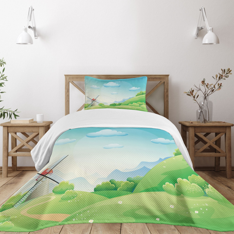 Cartoon Country Landscape Bedspread Set