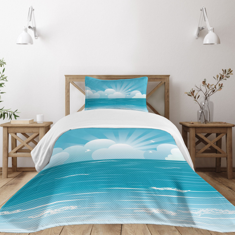 Rising Sun and Seagulls Bedspread Set