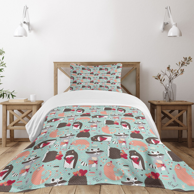 Valentines Day Animals Bedspread Set