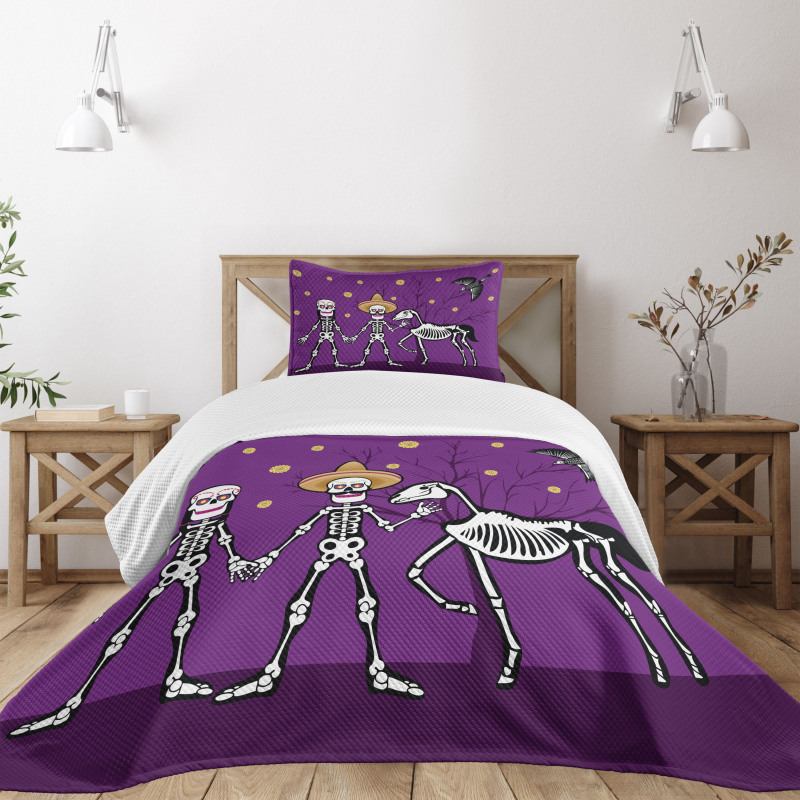 Skeleton Couple Bedspread Set