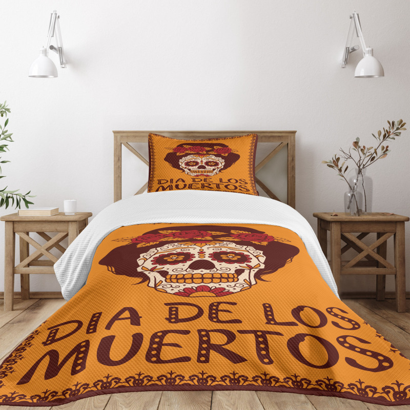 Mexican Skull Girl Bedspread Set