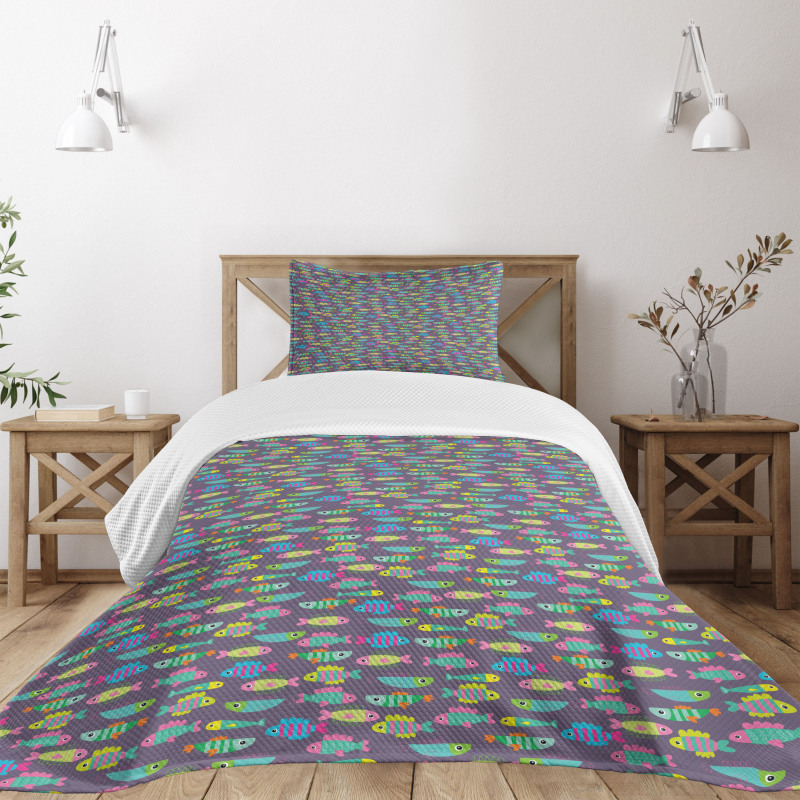 Cartoon Fauna of the Ocean Bedspread Set