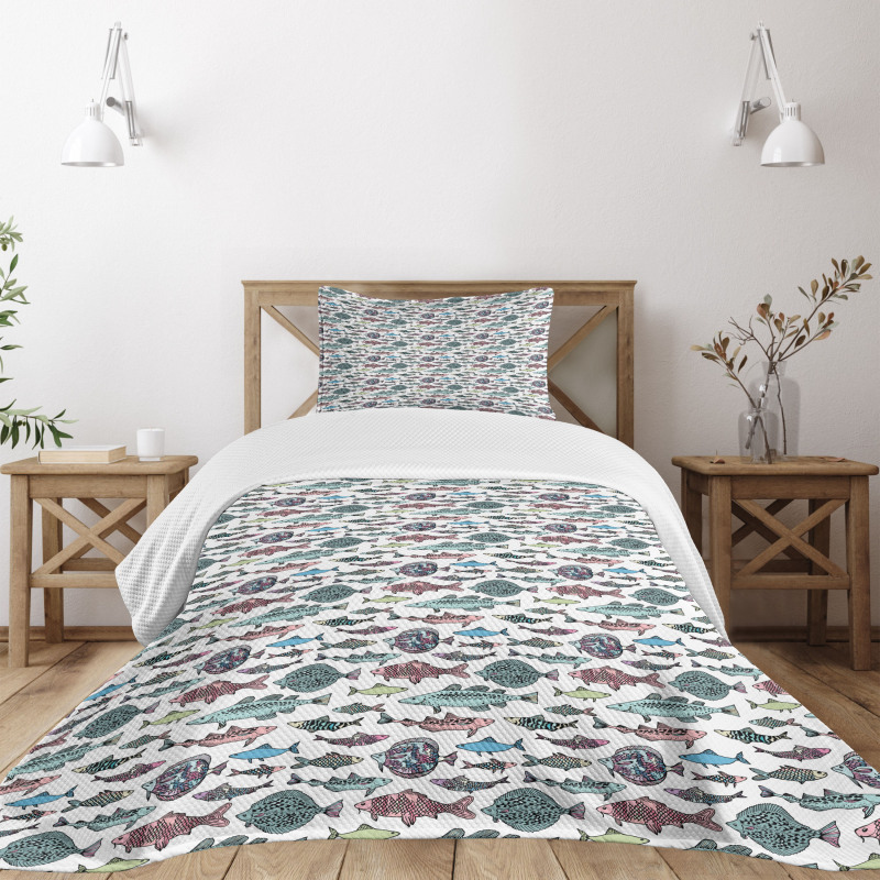 Seafood Cuisine Pattern Bedspread Set