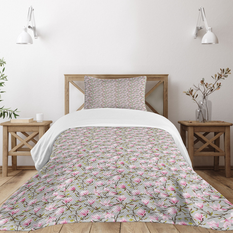 Watercolor Magnolias Bedspread Set