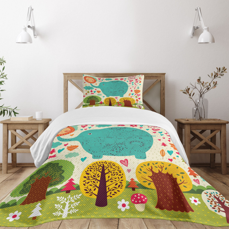 Doodle Nature Woodland Bedspread Set