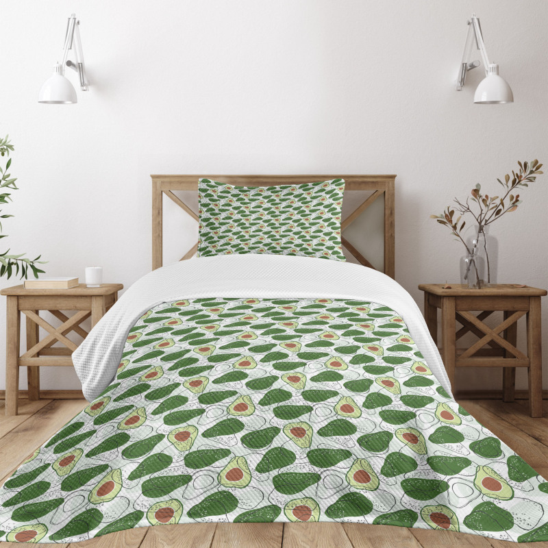 Hand Drawn Exotic Fruit Bedspread Set