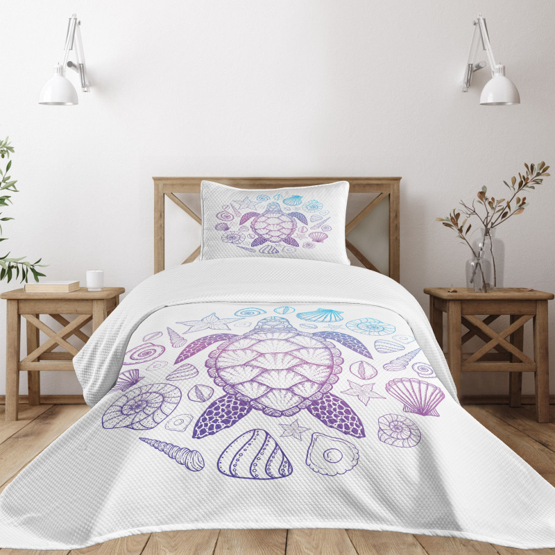 Colorful Marine Animals Bedspread Set