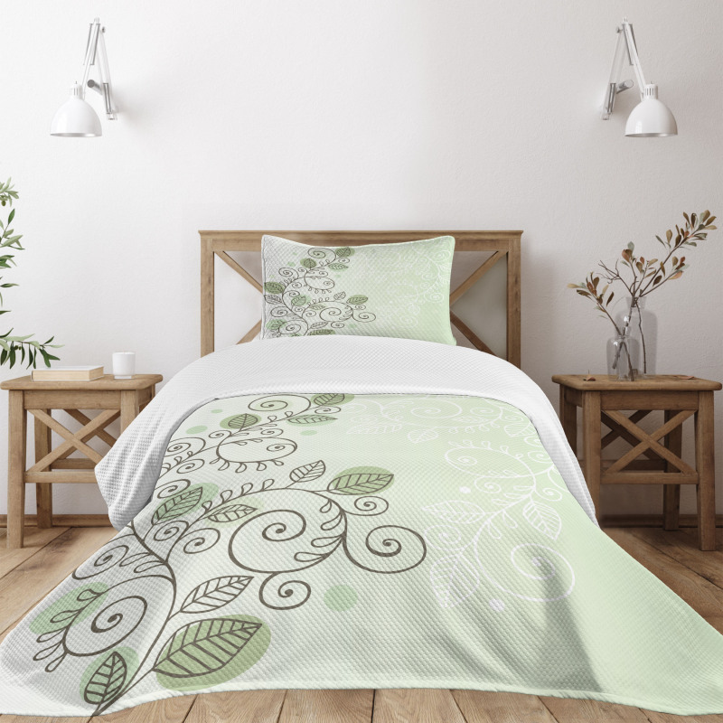 Swirling Vines Leaves Bedspread Set