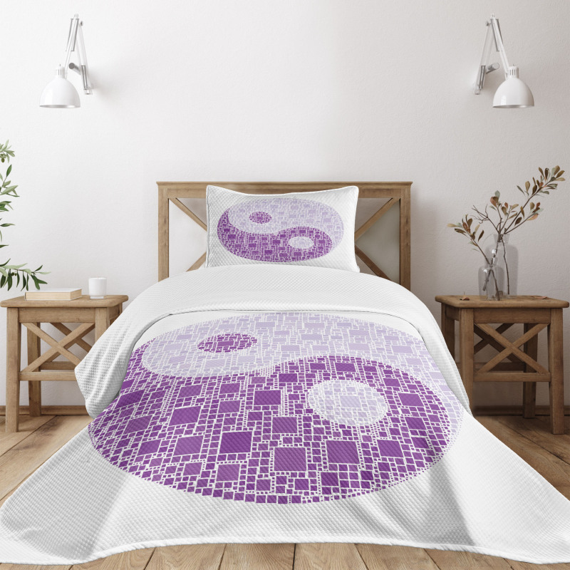 Graphic Yin Yang Tile Bedspread Set