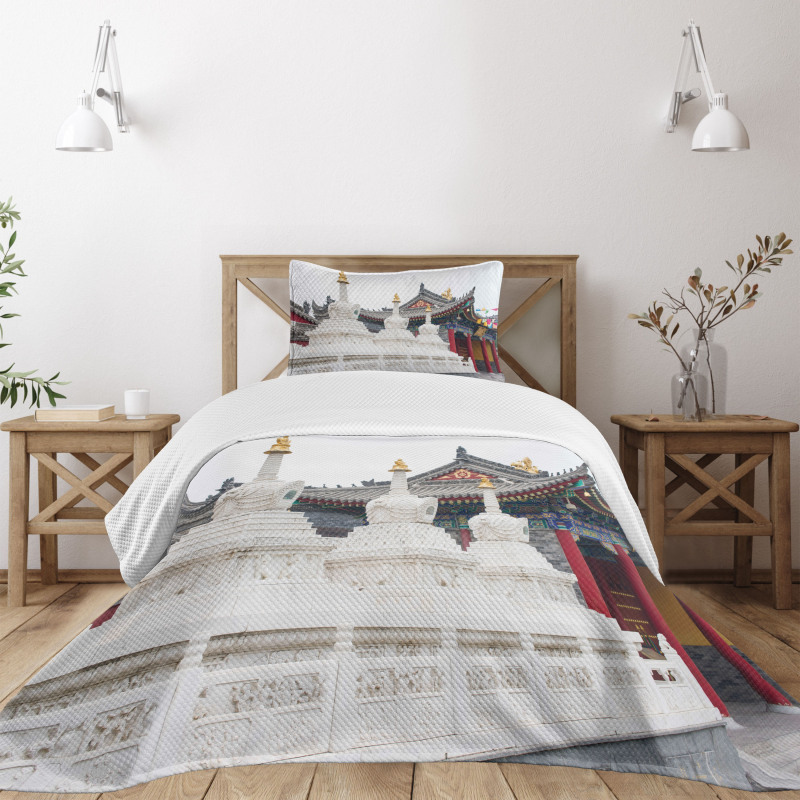 Historic Chinese Building Bedspread Set