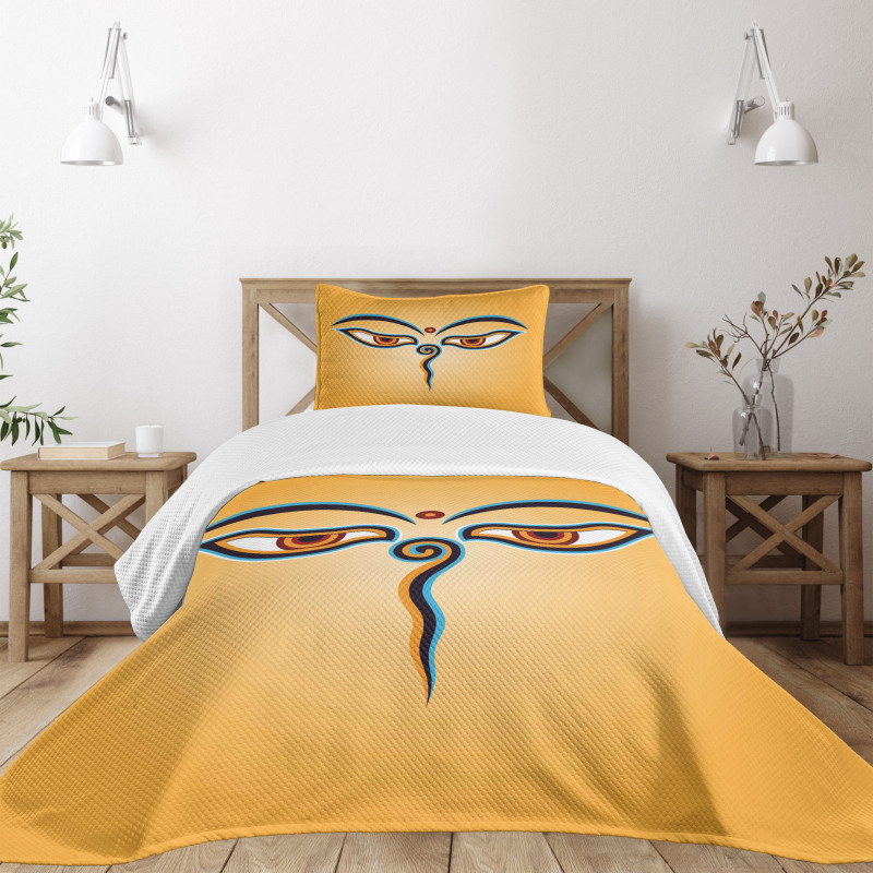Ancient Figure with Eyes Bedspread Set