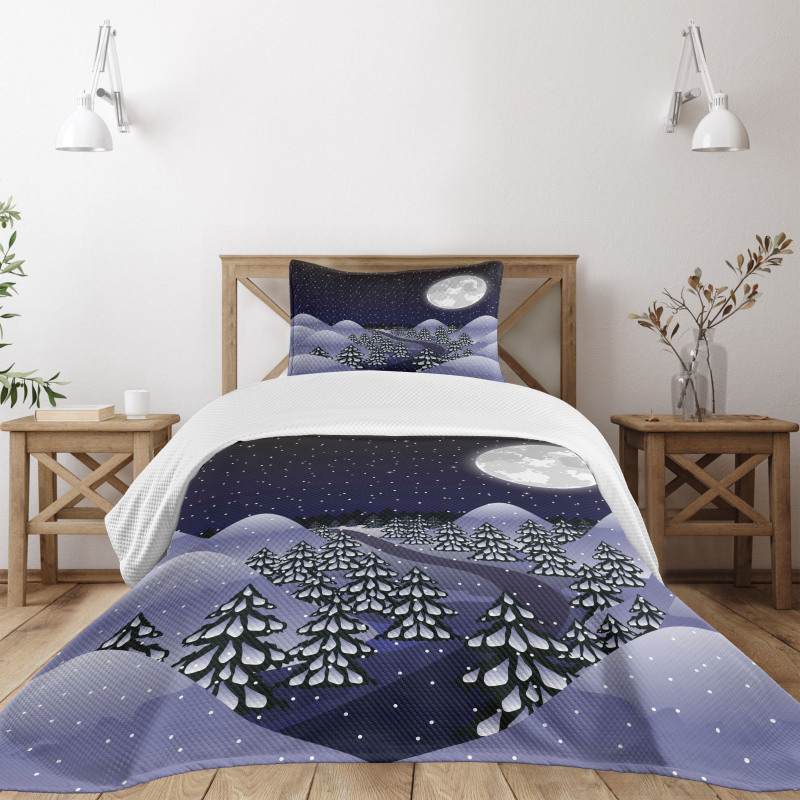 Snowfall Dark Forest Bedspread Set