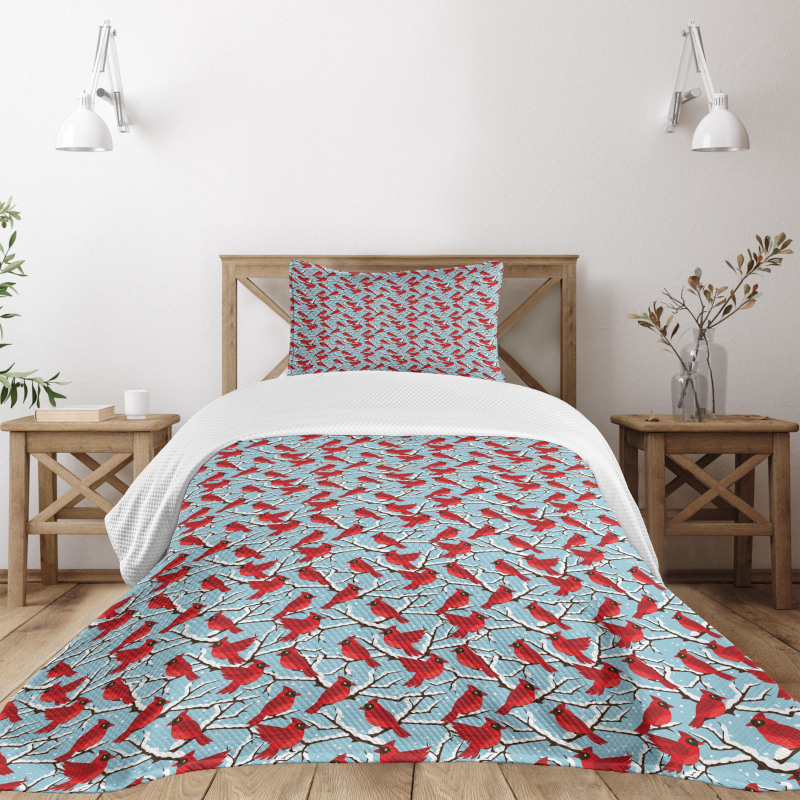 Cardinal Birds Trees Bedspread Set
