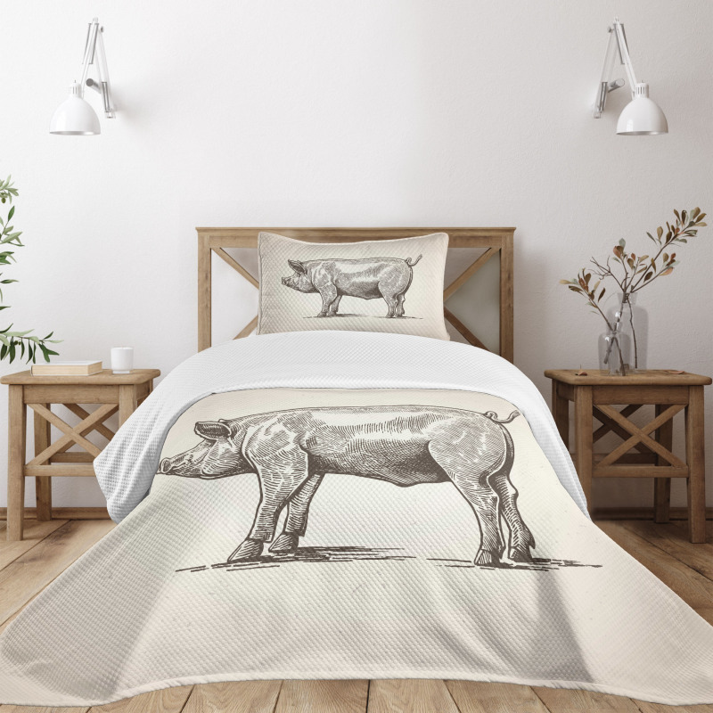 Vintage Hand-Drawn Image Bedspread Set