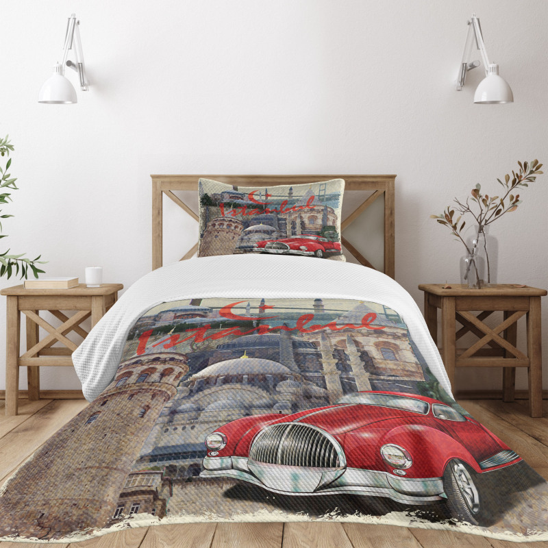 Vintage Collage Car Bedspread Set