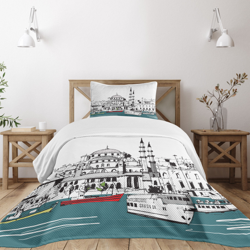 Coastal Town Harbor Bedspread Set