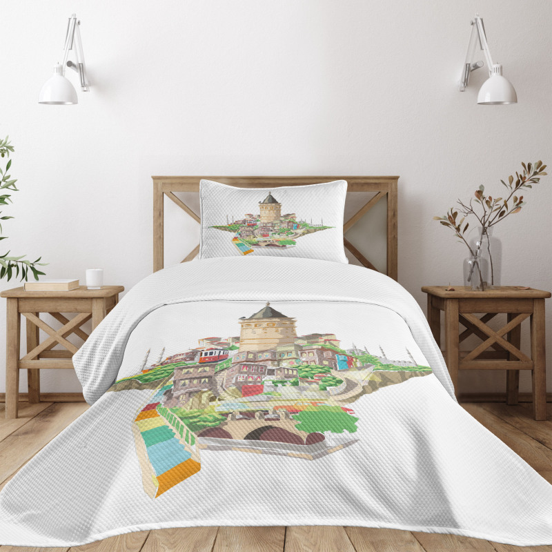 Historic Galata Tower Bedspread Set