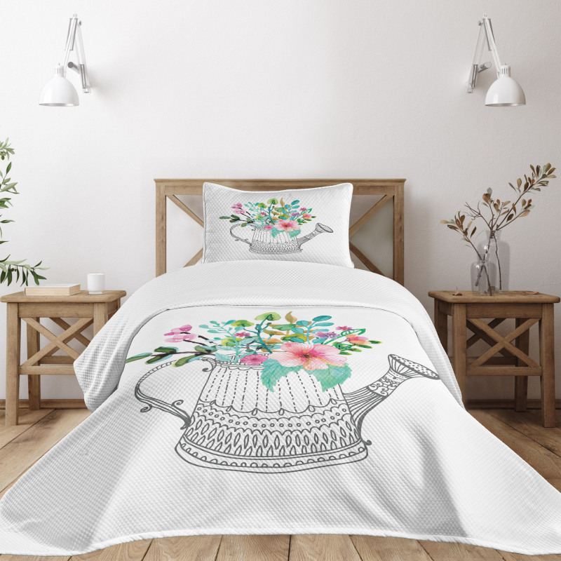 Doodle Watering Can Bedspread Set