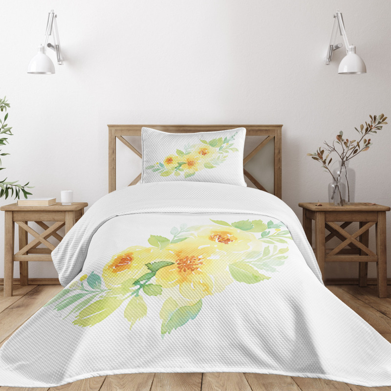 Watercolor Nature Flower Bedspread Set