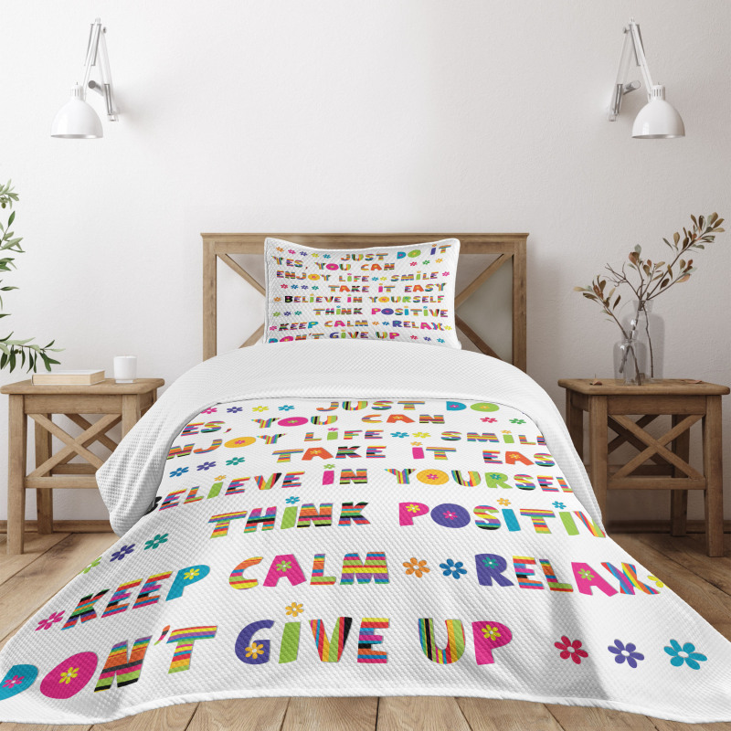 Motivational Slogans Bedspread Set