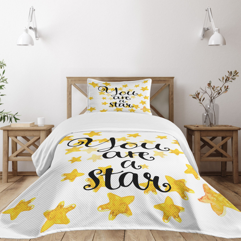 Watercolor Stars Modern Bedspread Set