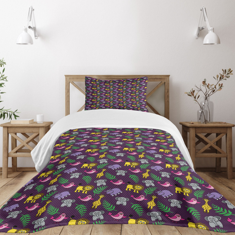 Funny Cartoon Animals Bedspread Set