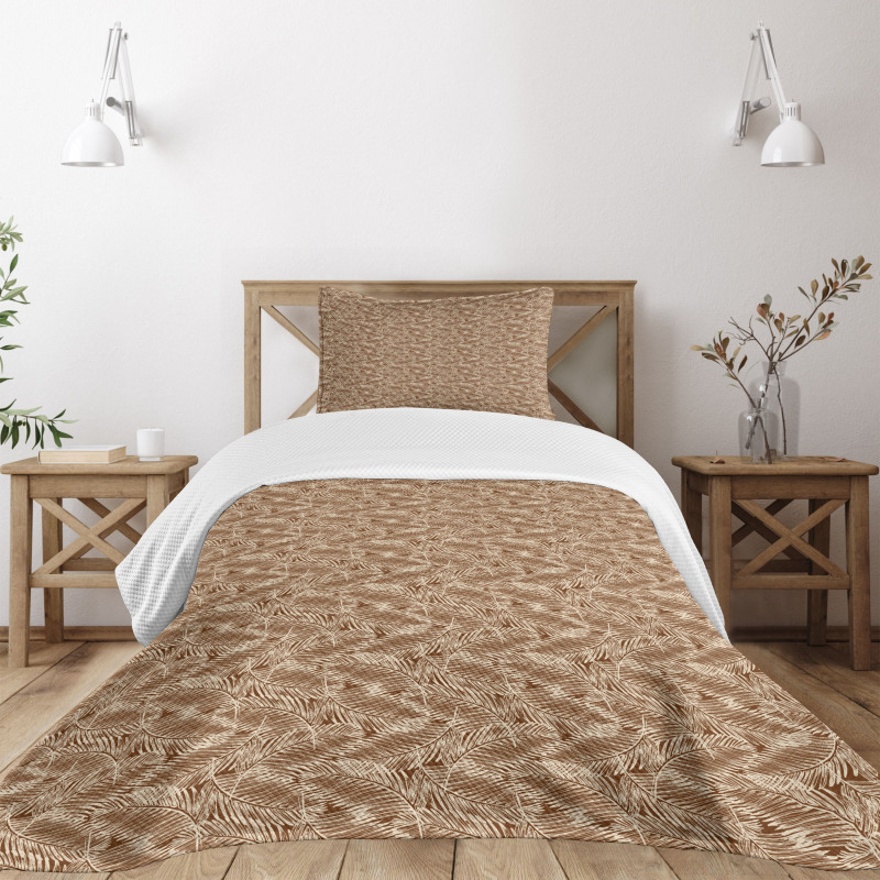 Sketchy Palm Leaves Bedspread Set