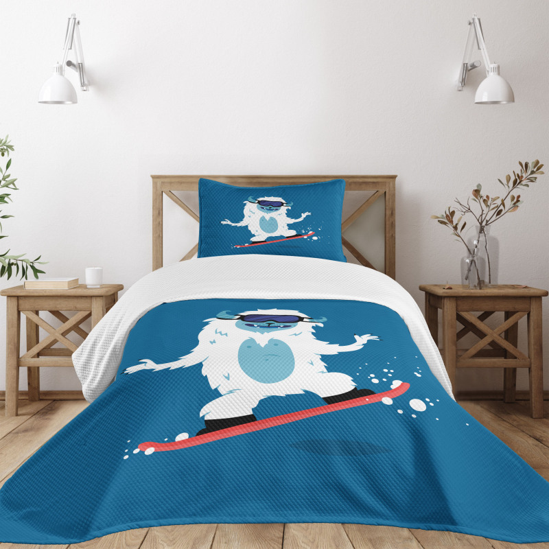 Yeti Snowboard Winter Bedspread Set