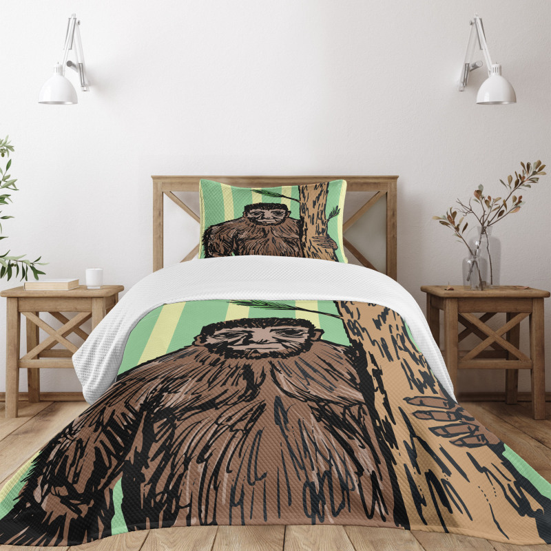 Mysterious Yeti Sketch Bedspread Set