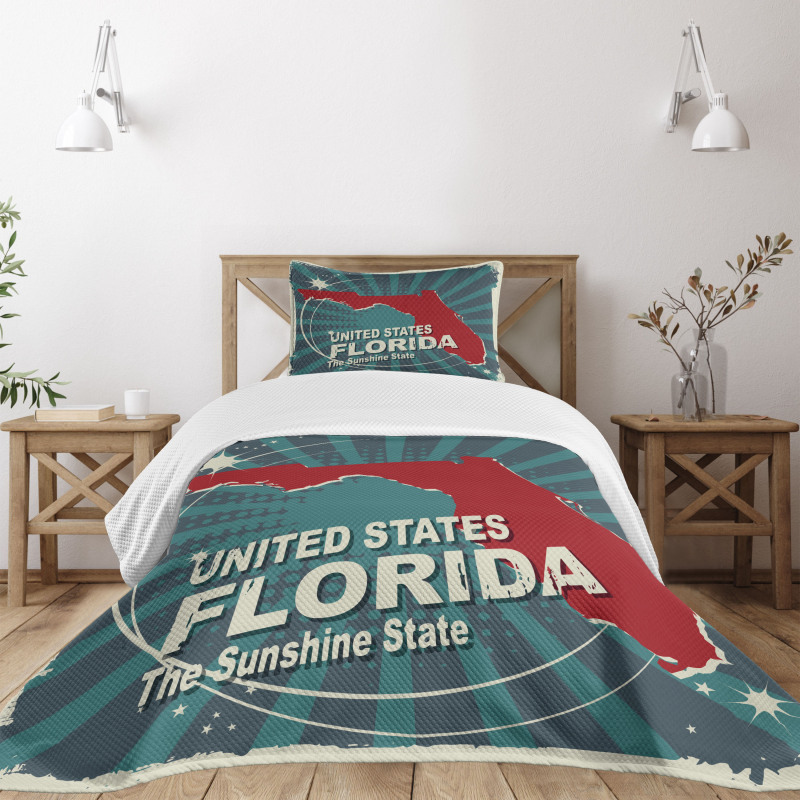 Retro Old City Map USA Bedspread Set