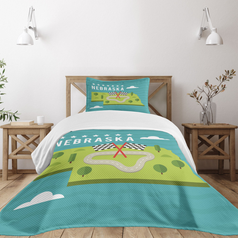 Map of Nebraska State Bedspread Set