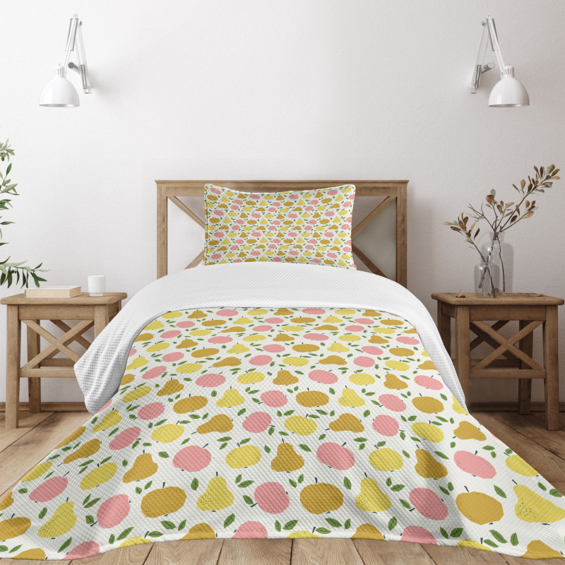 Pastel Graphic Apple Pear Bedspread Set