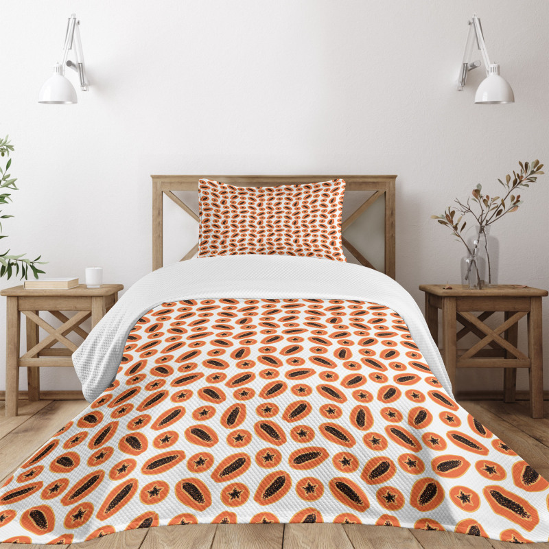 Tropical Papaya Seeds Bedspread Set