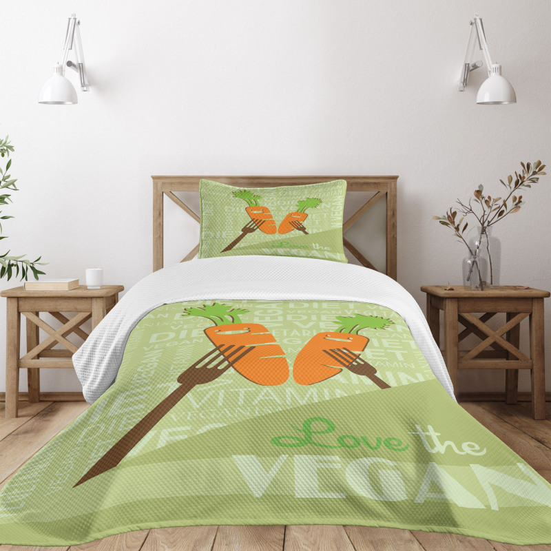 Smiling Carrot Love Vegan Bedspread Set