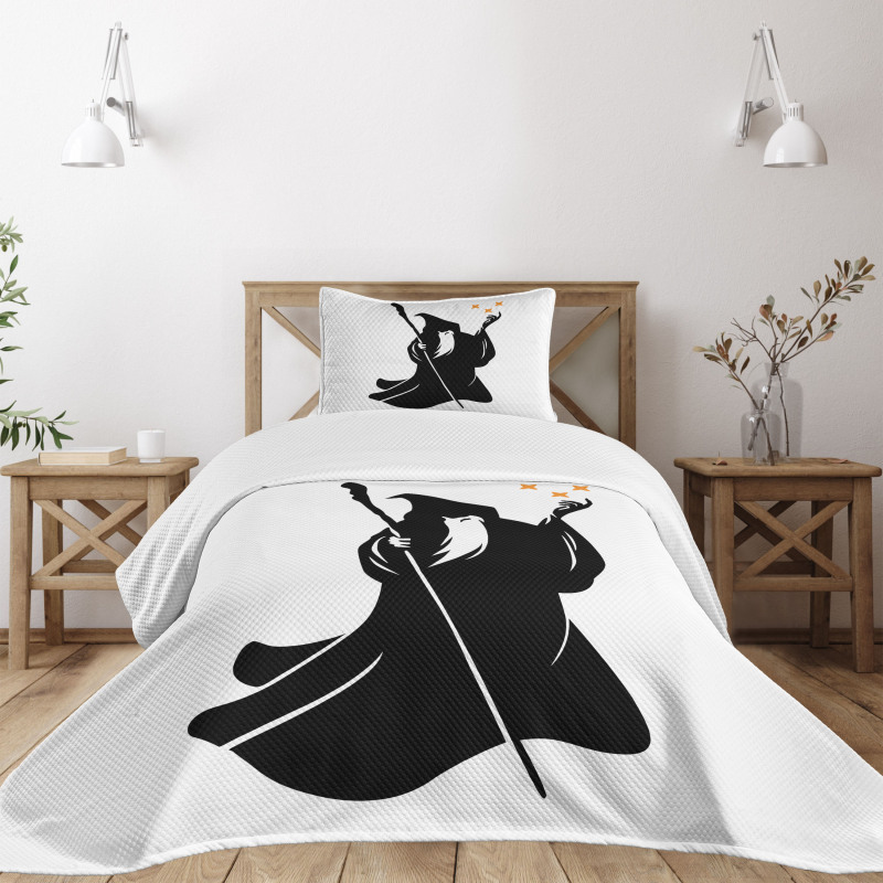 Grey Druid Holding Stars Bedspread Set