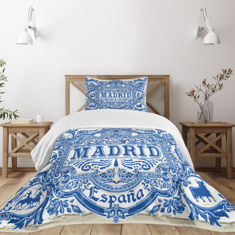 Madrid Calligraphy Tile Bedspread Set