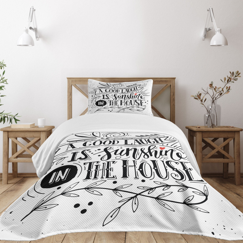 Vintage Calligraphy Laugh Bedspread Set