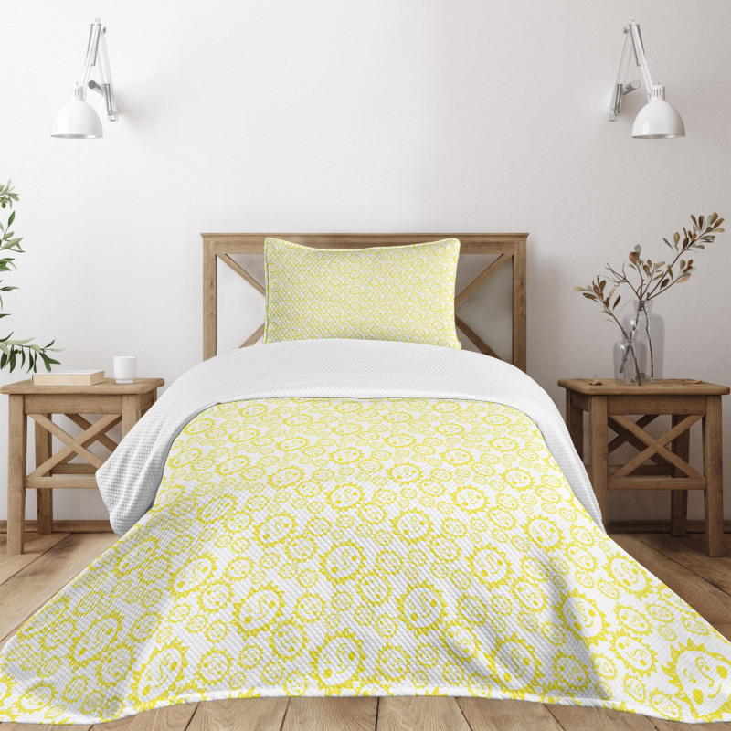 Cheerful Smiling Characters Bedspread Set