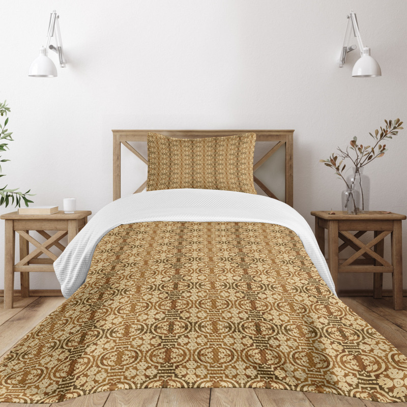 Geometric Oval Plant Bedspread Set