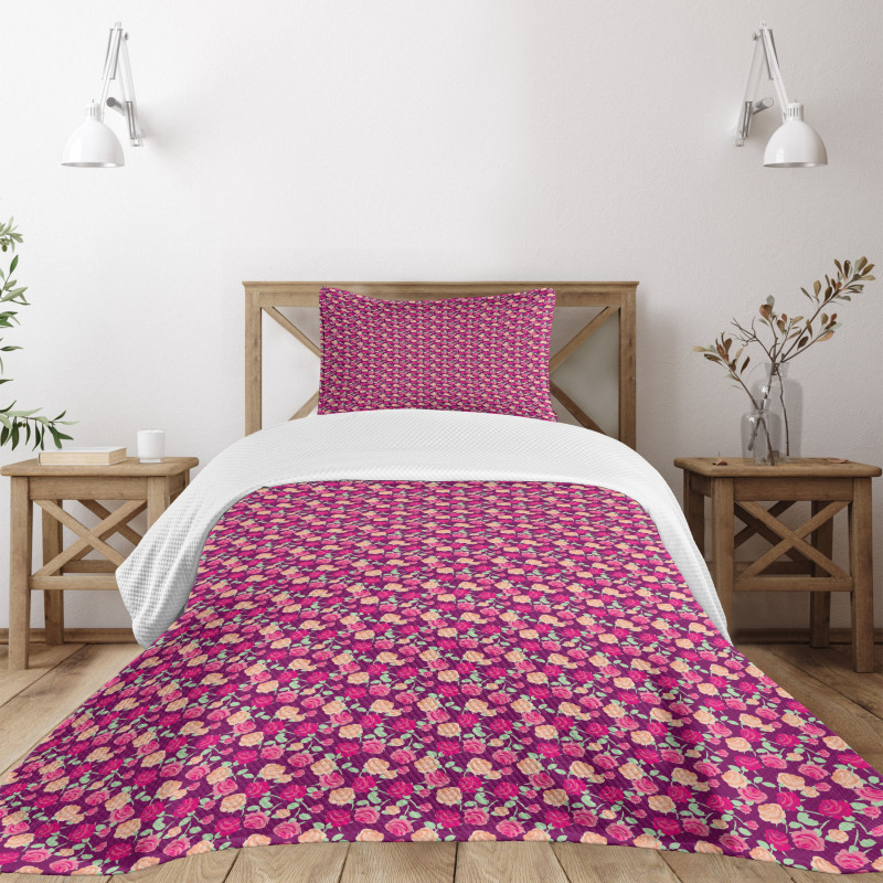 Blossoming Romantic Flowers Bedspread Set