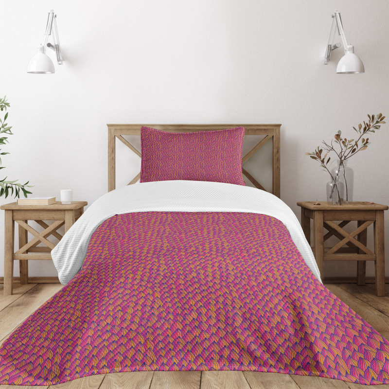 Fish Scale Style Waves Bedspread Set