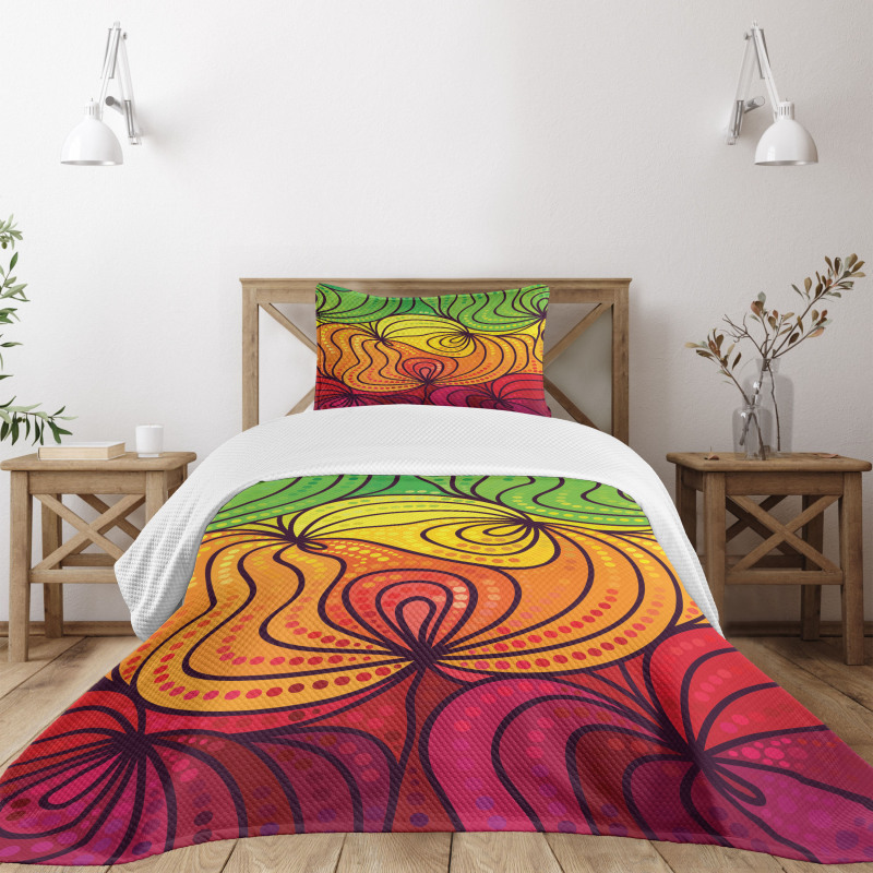 Colorful Tangled Lines Bedspread Set